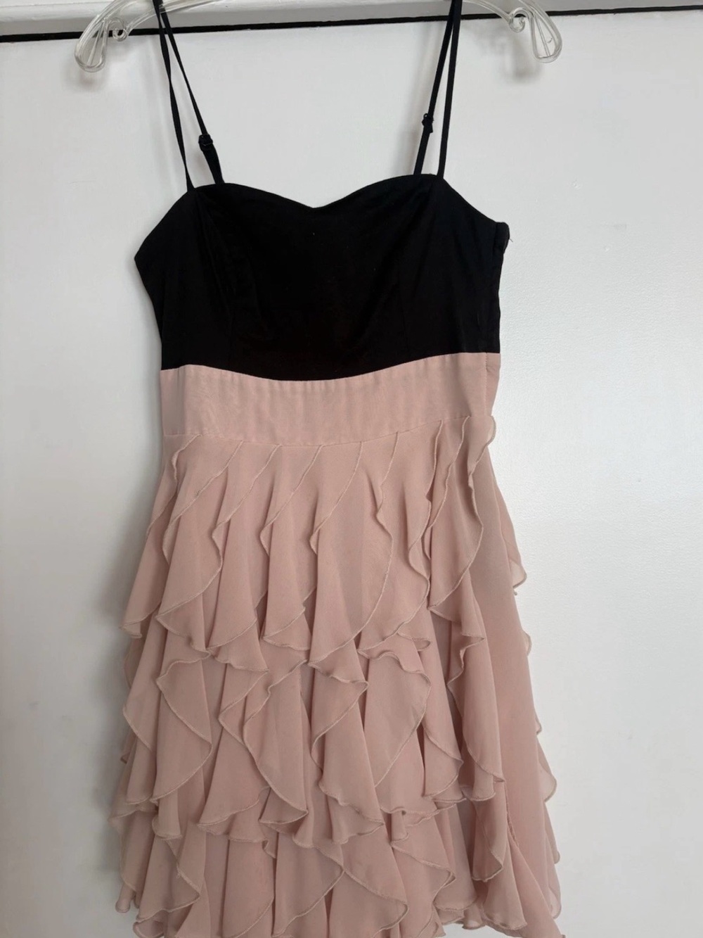 H&M Black & Blush Tiered Ruffle Mini Dress